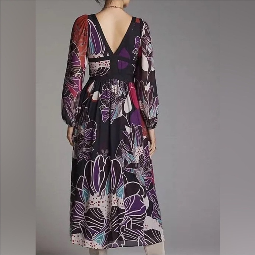 ANTHROPOLOGIE Let me be Floral midi dress size xs great condition - Picture 2 of 9